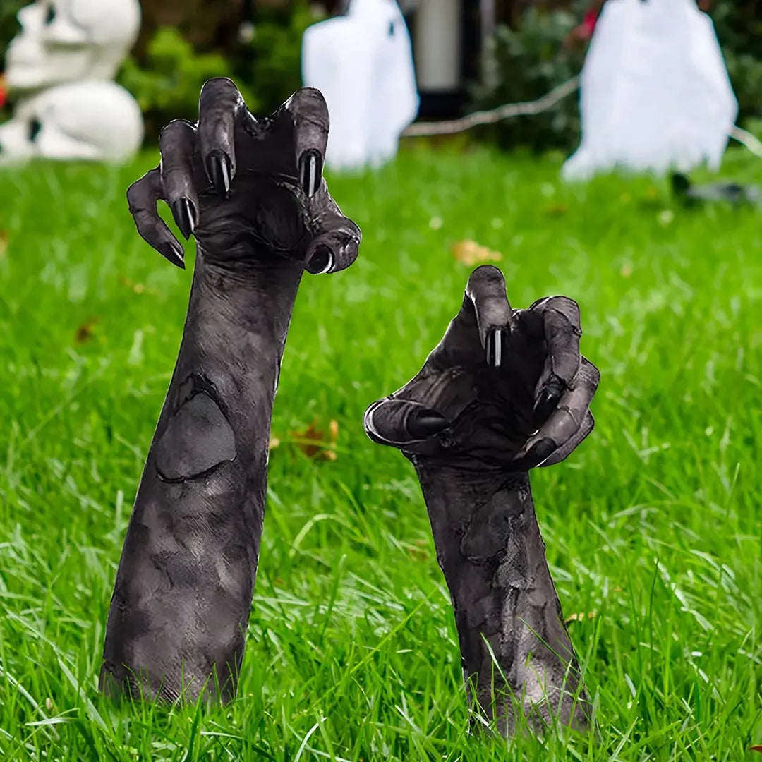 Simulación 3D de mano fantasma de Halloween de 2 piezas: decoración espeluznante para jardín y exterior.