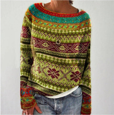 Stylischer Damenpullover mit Retro-Muster für den Herbst