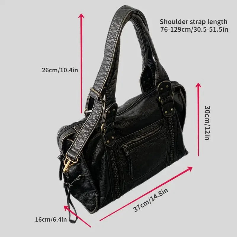 Rachela | Große schwarze Handtasche | Hochwertiges weiches Leder