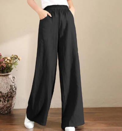 Elegante, lockere Baumwoll-natürliche Textur-Hose für Damen