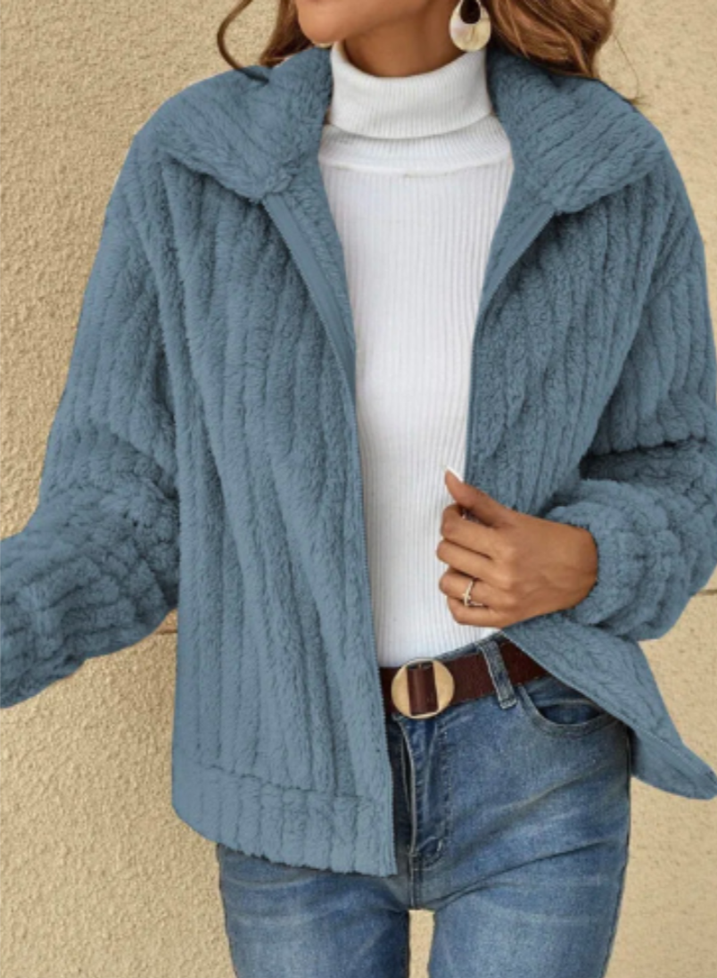 Warme Plüsch-Strickjacke für Frauen