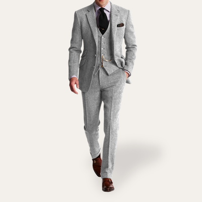 Tweedkostym för herr 3-delad slim fit affärsmässig formell