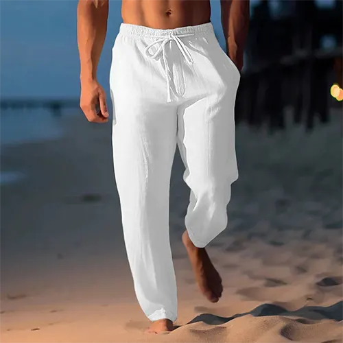 natürliche Texturhose für Herren – Straight Fit – Mid-Rise Sommer-Essential