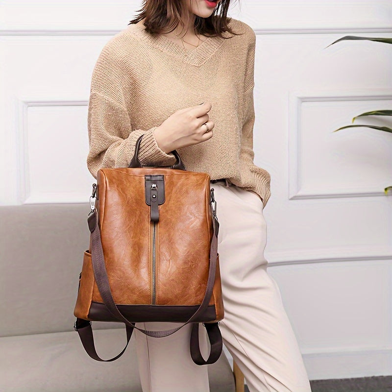 Taschen-Rucksack für Frauen aus veganem PU-PU Leder mit sicherem Design