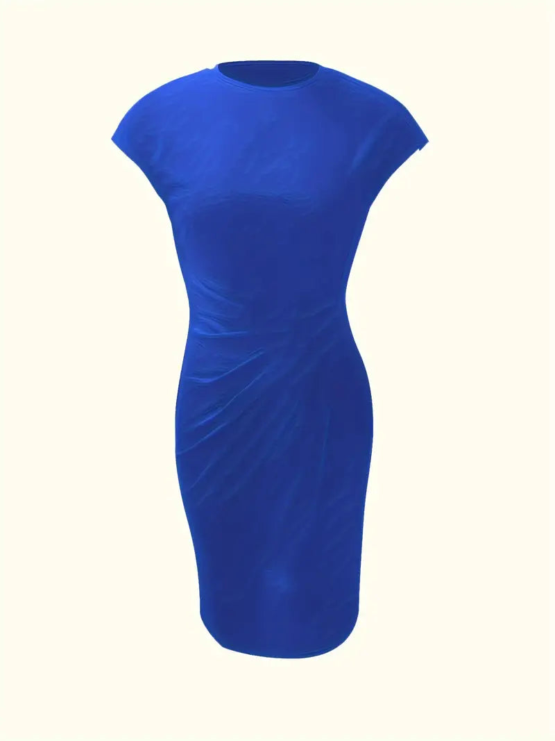 Elizabeth - Einfarbiges Kleid mit Rundhalsausschnitt