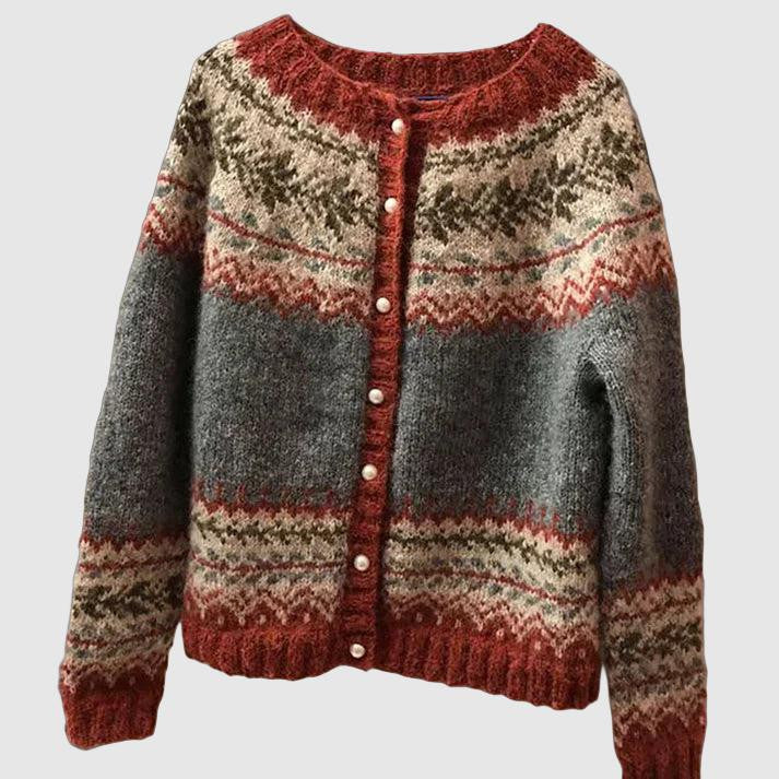 Warme Nordic-Strickjacke für Damen – Fair Isle Muster