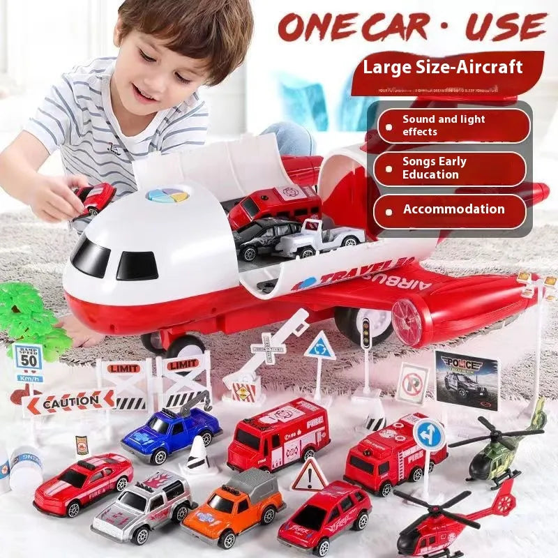 Großes Flugzeug-Spielset mit Baufahrzeugen
