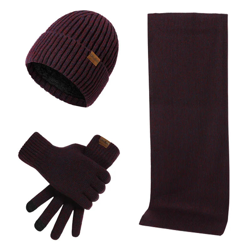 Lässiges Winterset mit Mütze, Schal und Handschuhen für Männer