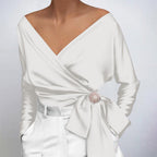 Davina - glatter, glänzender Stoffnbluse