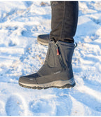 Damen-Winterstiefel mit seitlichem Reißverschluss – wasserdichte, rutschfeste, strapazierfähige Schneestiefel mit warmem Futter