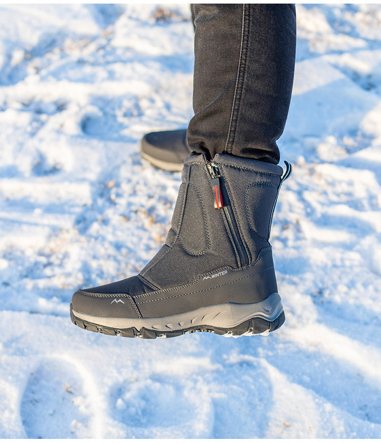 Damen-Winterstiefel mit seitlichem Reißverschluss – wasserdichte, rutschfeste, strapazierfähige Schneestiefel mit warmem Futter