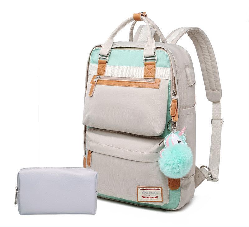 Stilvoller wasserdichter Rucksack für Frauen mit 15,6-Zoll-Laptop-Fach