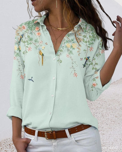 Fleur - Langärmelige Bluse mit Blumendruck