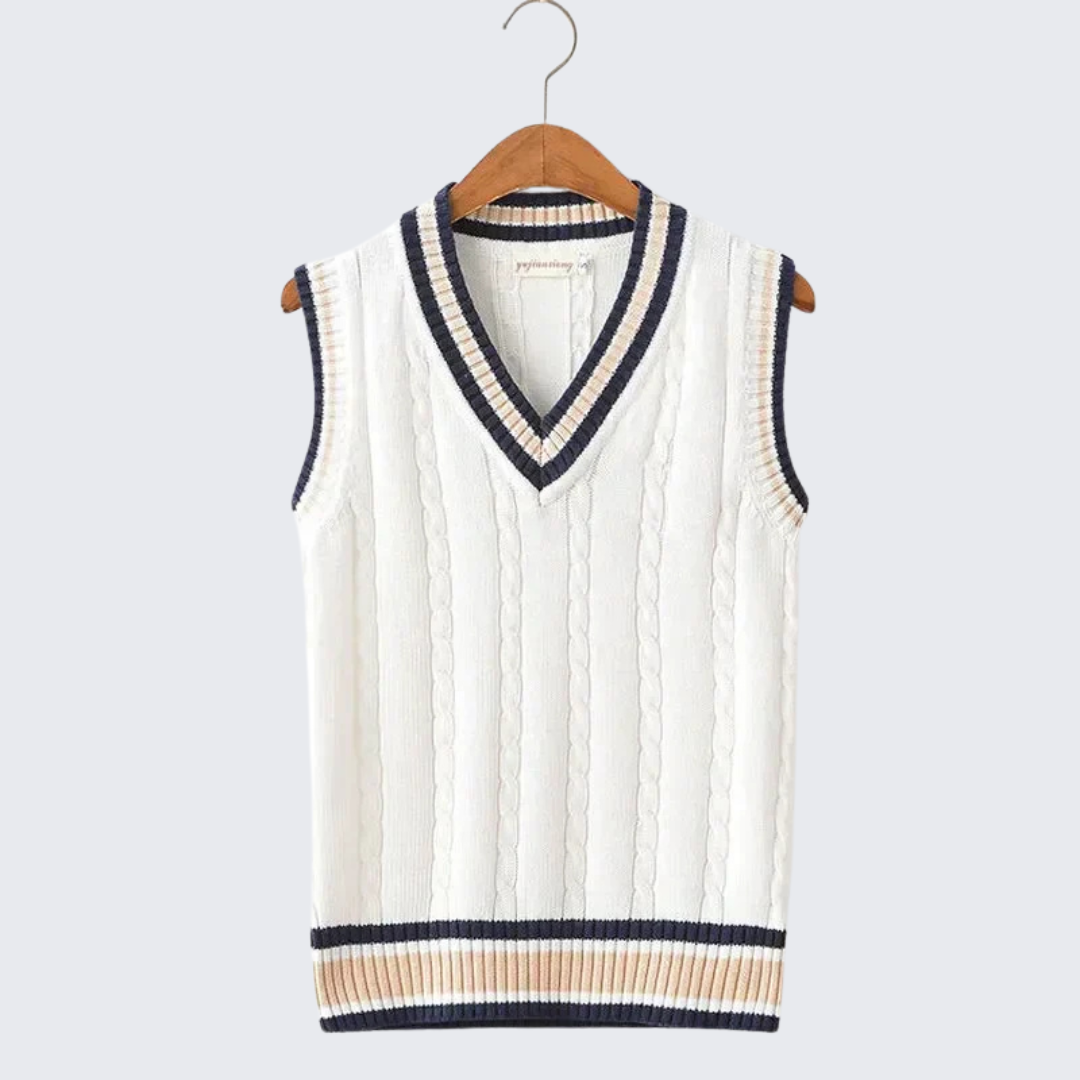 Christof - Herren Strickpullover mit V-Ausschnitt ohne Ärmel