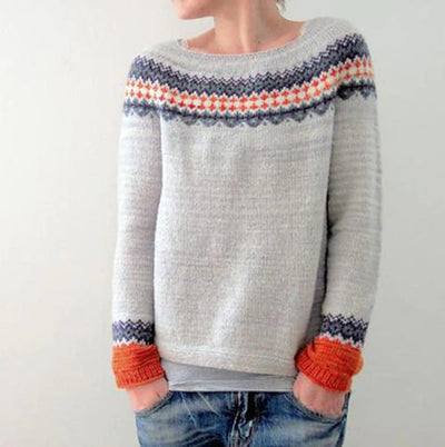 Stylischer Damenpullover mit Retro-Muster für den Herbst