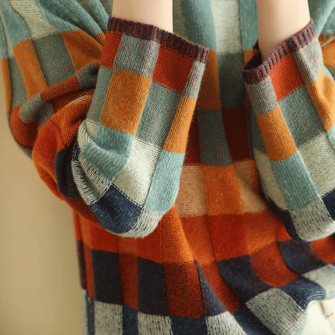 Weicher Kaschmir-Rollkragenpullover | Stilvolles Patchwork-Design