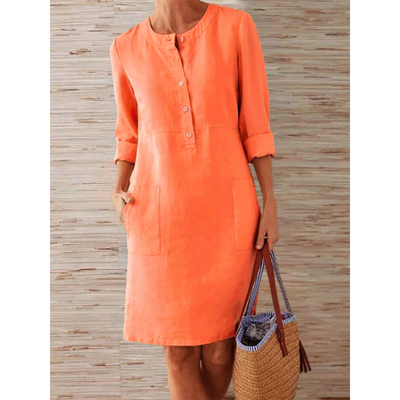 Knielanges natürliche Texturkleid | Schlichte Eleganz | Bequemer Stil