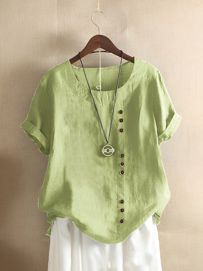 soft-touch-stoff Loose Kurzärmeliges natürliche Textur-Top