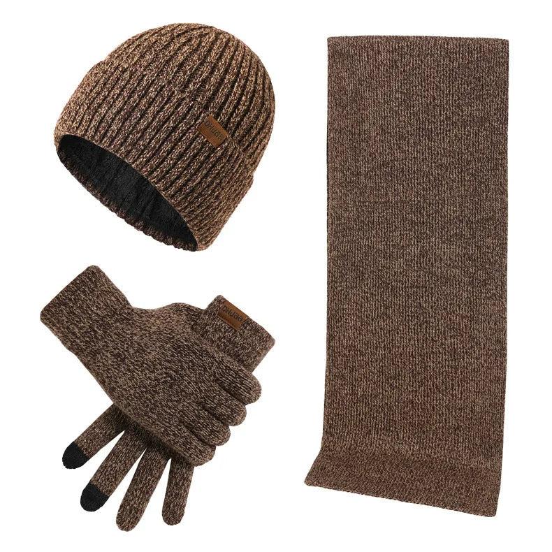 Lässiges Winterset mit Mütze, Schal und Handschuhen für Männer