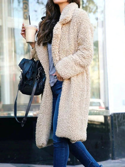 Sietske | Weicher Damen-Fleece-Teddy-Mantel, lang geschnitten