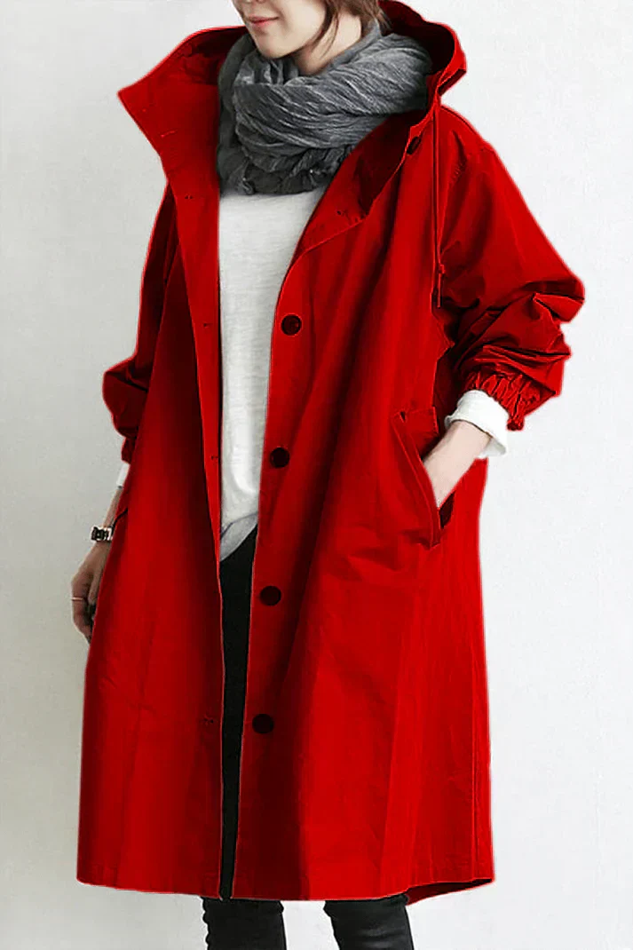 Wasserdichter Damen Trenchcoat mit Capuchon - Lang & Warm