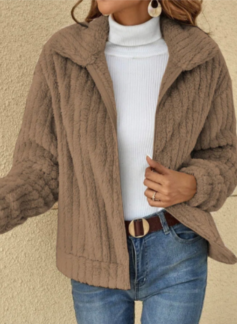 Warme Plüsch-Strickjacke für Frauen