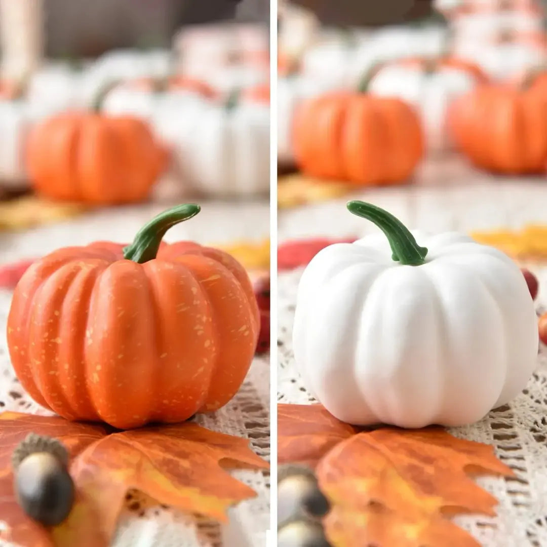 Juego de decoración de 12 piezas con hojas de arce otoñal y calabazas.