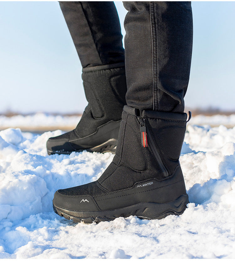 Damen-Winterstiefel mit seitlichem Reißverschluss – wasserdichte, rutschfeste, strapazierfähige Schneestiefel mit warmem Futter