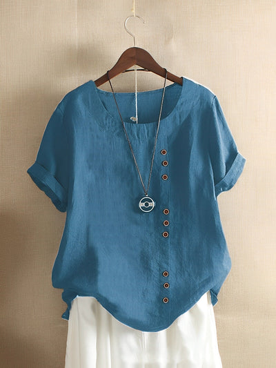 soft-touch-stoff Loose Kurzärmeliges natürliche Textur-Top