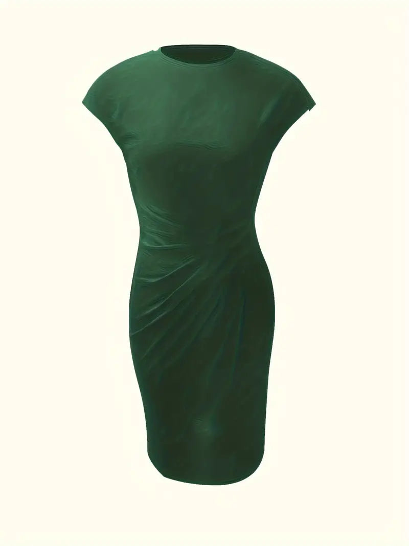 Elizabeth - Einfarbiges Kleid mit Rundhalsausschnitt