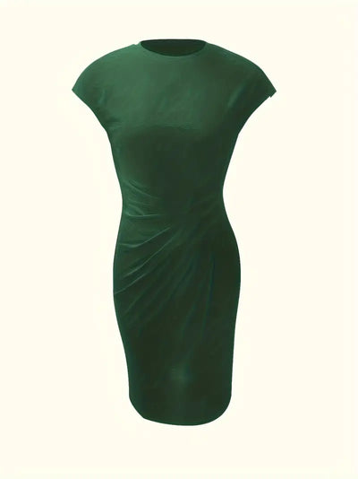 Elizabeth - Einfarbiges Kleid mit Rundhalsausschnitt