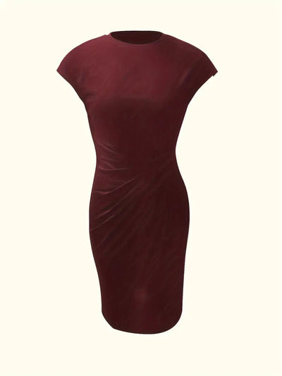 Elizabeth - Einfarbiges Kleid mit Rundhalsausschnitt