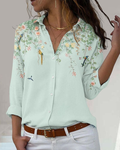 Fleur - Langärmelige Bluse mit Blumendruck