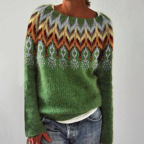 Stylischer Damenpullover mit Retro-Muster für den Herbst