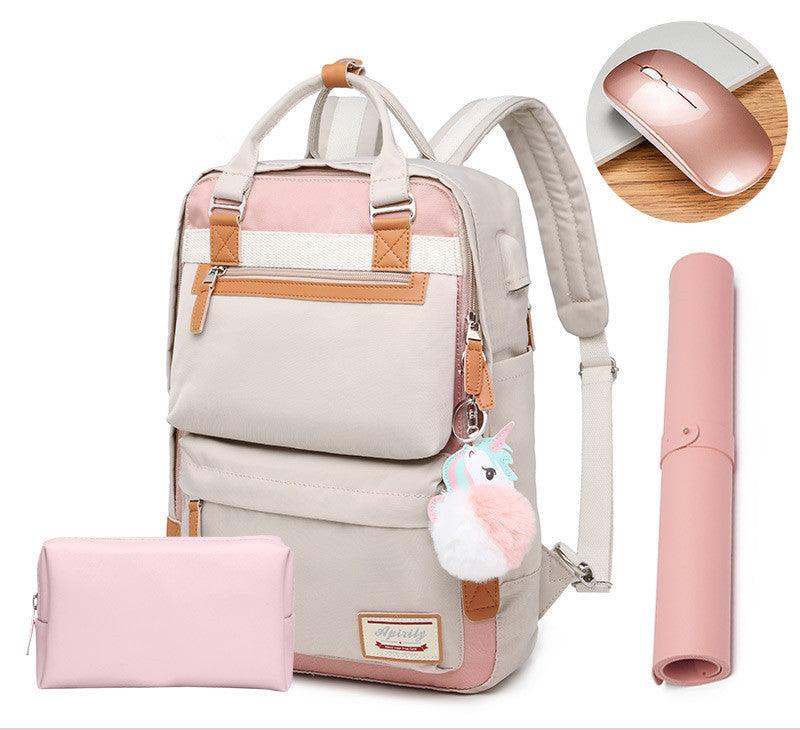 Stilvoller wasserdichter Rucksack für Frauen mit 15,6-Zoll-Laptop-Fach