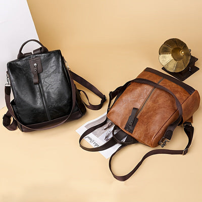 Taschen-Rucksack für Frauen aus veganem PU-PU Leder mit sicherem Design
