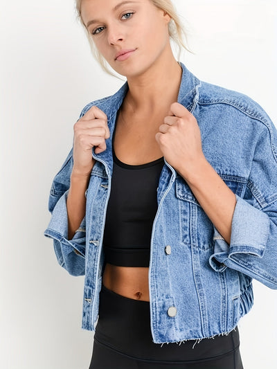 Blau Jeansjacke mit Reverskragen