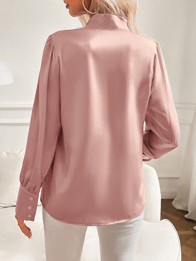 Bluse mit Knotenkragen | Polyester | Femininer Stil