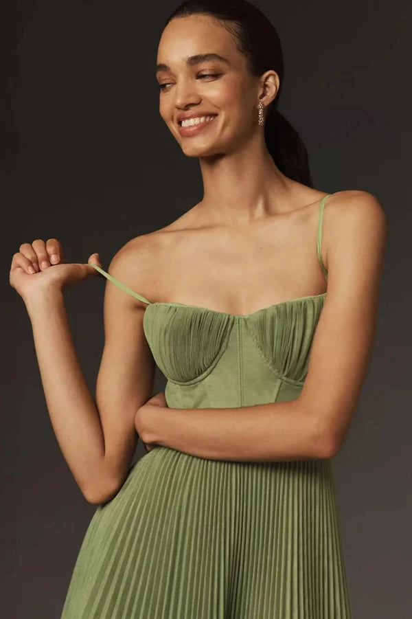 Ditte | Bustier Fit & Flare Midikleid aus plissiertem Tüll