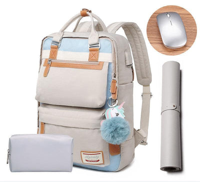 Stilvoller wasserdichter Rucksack für Frauen mit 15,6-Zoll-Laptop-Fach