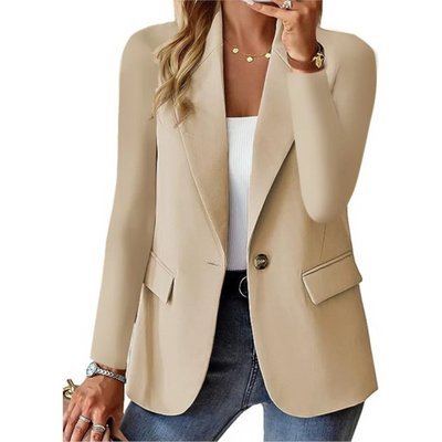 Langärmeliger Damenblazer mit Schnalle und schmaler Tasche