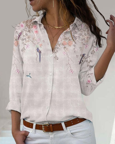 Fleur - Langärmelige Bluse mit Blumendruck