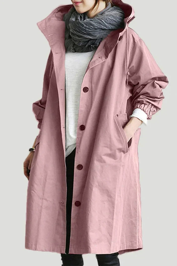 Wasserdichter Damen Trenchcoat mit Capuchon - Lang & Warm