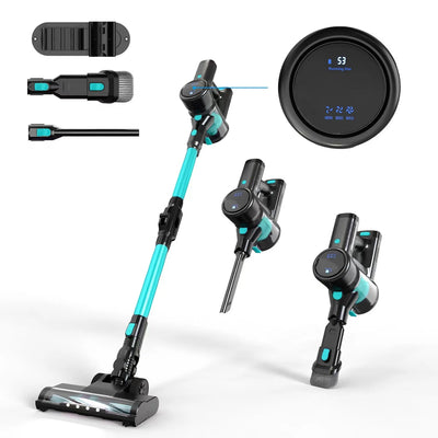 Sladdlös 6-i-1 stickdammsugare - med LED-borste, 2200 mAh batteri och tyst drift (65 dB)