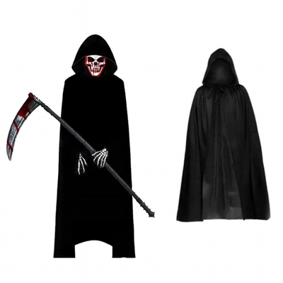 Grimora Set | Zubehör für Halloween-Umhang, Skelettmasken und Sichel