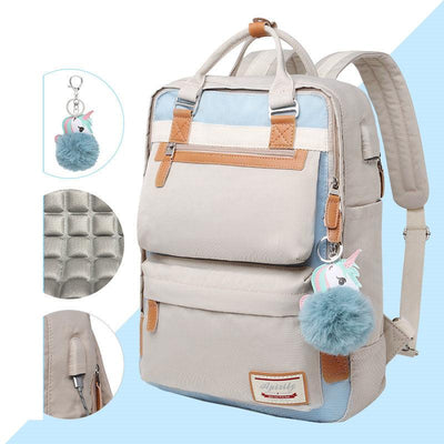 Stilvoller wasserdichter Rucksack für Frauen mit 15,6-Zoll-Laptop-Fach