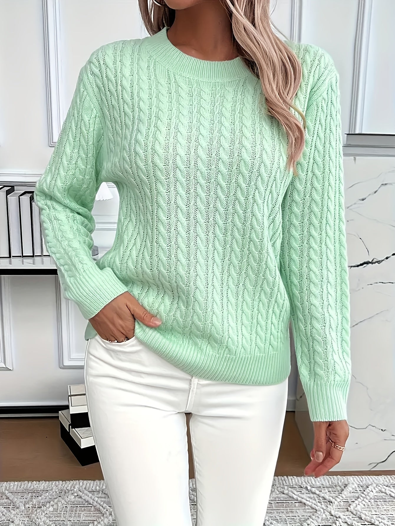 Strickpullover mit Zopfmuster für Damen – Weicher und stilvoller Pullover für Frühling und Herbst