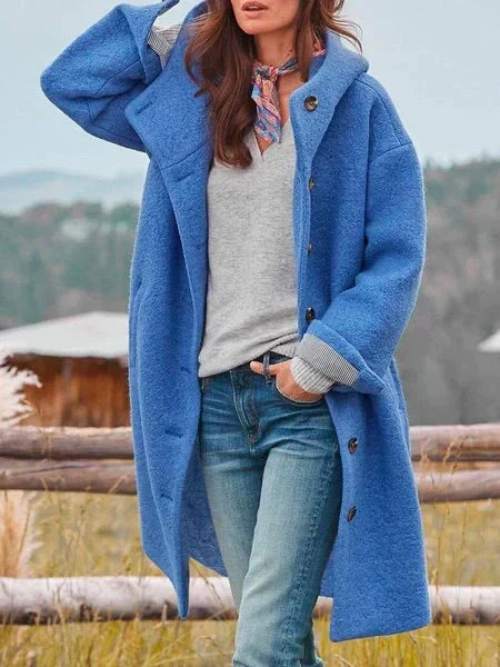Schmeichelhafte Strickjacke für Frauen mit Knöpfen Midi-Jacke
