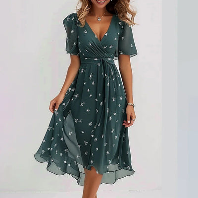 Lin | Stilvolles Midikleid mit Blumenmuster