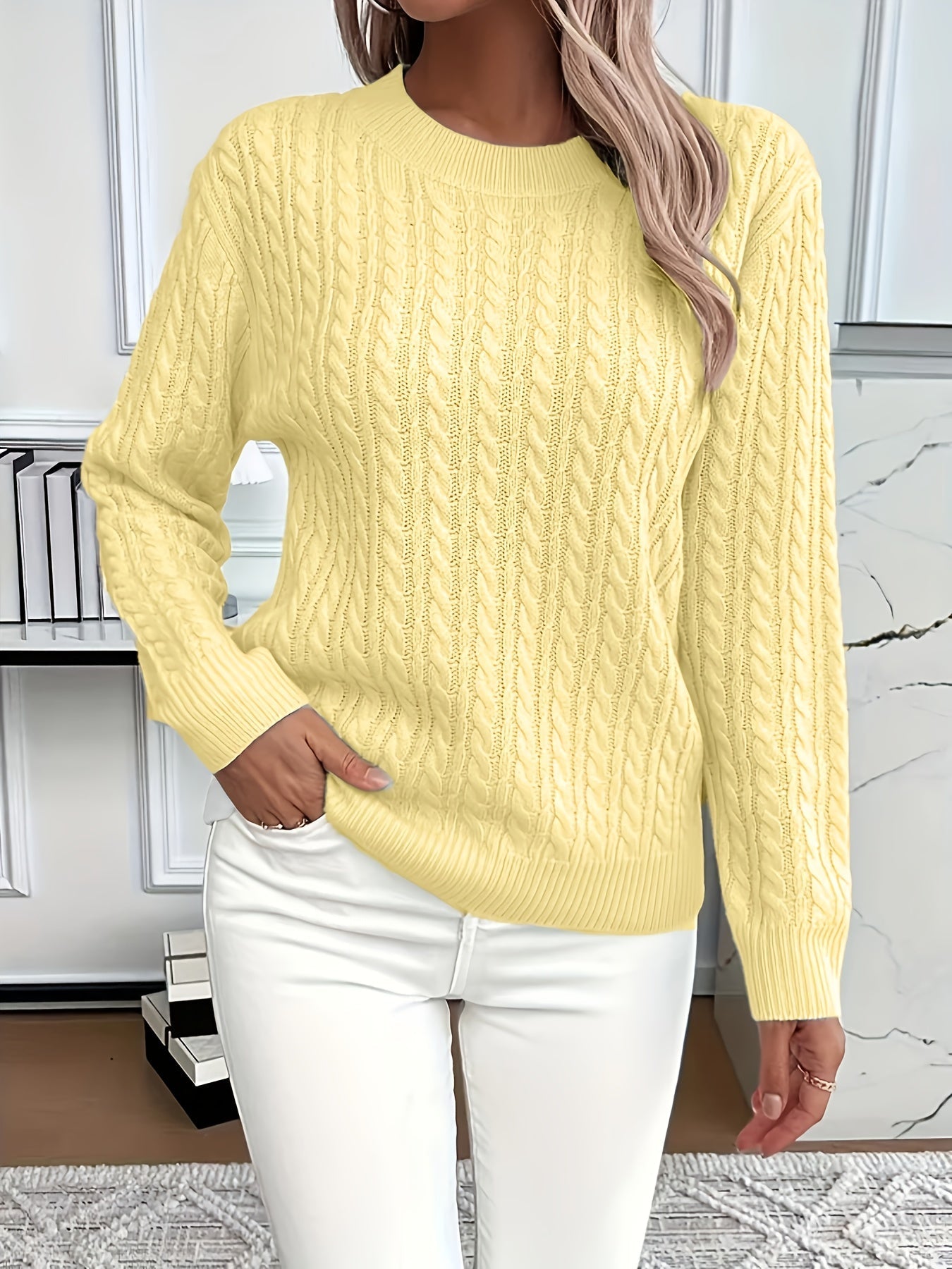 Strickpullover mit Zopfmuster für Damen – Weicher und stilvoller Pullover für Frühling und Herbst